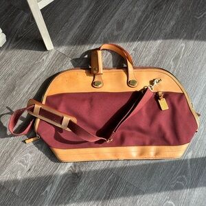 Dooney & Bourke Burgundy and Tan Overnight Weekender Bag